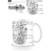 Star Wars Mug Disney de - Millennium Falcon Sketch - pour Indifférent - blanc - Taille Standard