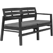 vidaXL Banc de jardin 2 places avec coussins Anthracite 133 cm plastique