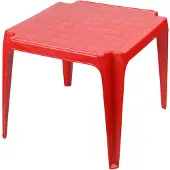 Progarden Table empilable pour enfants rouge 50 x 50 cm entièrement en plastique, monobloc, empilable