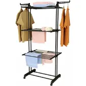 Herzberg HG-8034BB : Porte-vêtements mobile - Noir