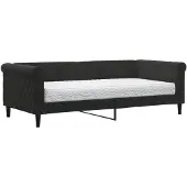 vidaXL Lit de jour avec matelas noir 90x190 cm velours