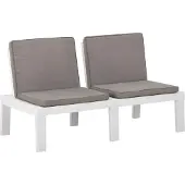 vidaXL Banc de jardin lounge avec coussins plastique blanc