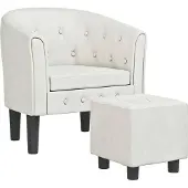 vidaXL Chaise cabriolet avec repose-pied blanc similicuir