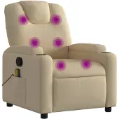 vidaXL Fauteuil de massage Crème Tissu