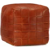 vidaXL Pouf 40 x 40 x 40 cm Brun roux Cuir véritable de chèvre