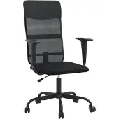 vidaXL Chaise de bureau Réglable en hauteur Noir Résille et similicuir