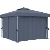 vidaXL Pavillon avec rideau 3x3 m Anthracite Aluminium