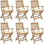 vidaXL Chaises de jardin pliantes 6 pièces avec coussins en bois massif d'acacia