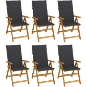 vidaXL Chaises de jardin pliantes 6 pcs. avec coussins en bois massif d'acacia