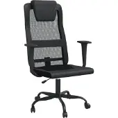 vidaXL Chaise de bureau Réglable en hauteur Noir Résille et similicuir