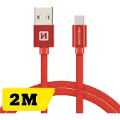 Swissten Câble de données textile USB / USB-C 2.0 M (2 m, USB 2.0)