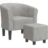vidaXL Chaise cabriolet avec repose-pied gris clair velours