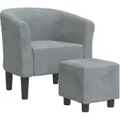 vidaXL Fauteuil club avec repose-pieds gris foncé velours