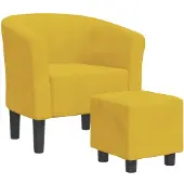 vidaXL Chaise cabriolet avec repose-pied jaune velours