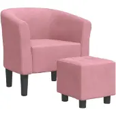 vidaXL Chaise cabriolet avec repose-pied rose velours