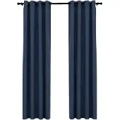 vidaXL Rideaux occultants Aspect lin avec œillets 2 pcs Bleu 140x225cm