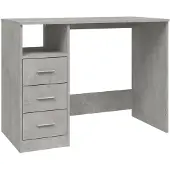vidaXL Bureau avec tiroirs gris béton 102x50x76cm Bois composite