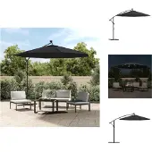 vidaXL Parapluie avec éclairage LED et mât en acier 300 cm noir