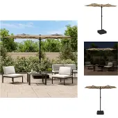 vidaXL Parasol double avec lampes LED Taupe 316x145 cm