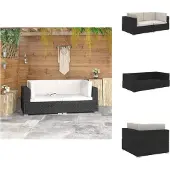 vidaXL Canapé d'angle 2 pièces avec coussins Poly rotin noir