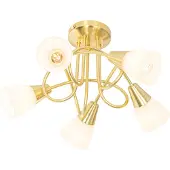 QAZQA Plafonnier classique doré avec verre opale 5 lumières - Inez