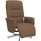 vidaXL Fauteuil de massage avec repose-pieds Marron Tissu
