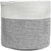 vidaXL Panier de rangement gris et blanc Ø40x35 cm coton