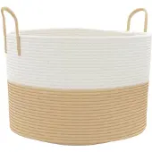 vidaXL Panier de rangement beige et blanc Ø51x33 cm coton