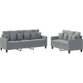 vidaXL Ensemble de canapés 2 pièces avec coussins Tissu gris clair