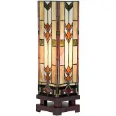 Clayre & Eef Lampe de table Tiffany 15x15x54 cm Beige Verre