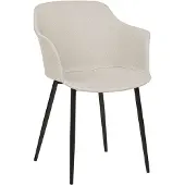 Beliani Ensemble de 2 chaises de salle à manger beige clair capitonnées pieds noirs meubles de salle à manger de style rétro