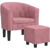 vidaXL Fauteuil avec repose-pied rose velours