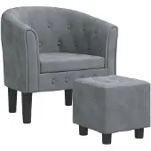 vidaXL Fauteuil avec repose-pied gris foncé velours