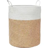 vidaXL Panier de rangement marron et blanc Ø38x46 cm coton
