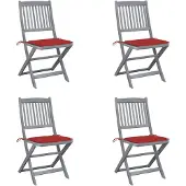 vidaXL Chaises de jardin pliantes 4 pièces avec coussins en bois massif d'acacia