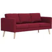 vidaXL Canapé à 3 places Tissu Rouge bordeaux