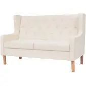 vidaXL Canapé 2 places tissu blanc crème