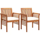 vidaXL Chaises de jardin avec coussin 2 pcs. Acacia massif
