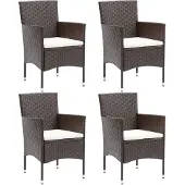 vidaXL Garten-Essstühle 4 Stk. Poly Rattan Braun