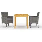 vidaXL Ensemble à manger de jardin 3 pcs Gris