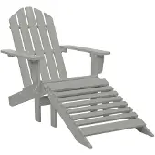 vidaXL Chaise de jardin avec pouf Bois Gris
