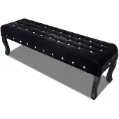 vidaXL Banc noir tissu velours avec boutons en cristal