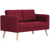 vidaXL Canapé à 2 places tissu rouge bordeaux