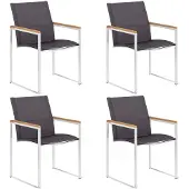 vidaXL Chaises de jardin 4 pcs. Textilène et acier inoxydable Gris
