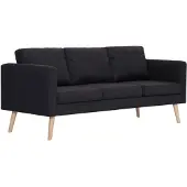 vidaXL Canapé à 3 places Tissu Noir