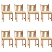 vidaXL Chaises de jardin 8 pcs. avec coussins teck massif
