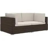vidaXL Canapés d'angle 2 pièces avec coussins Poly Rattan Canapé de jardin Lounge