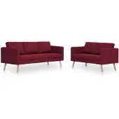 vidaXL Canapé 2 pièces tissu rouge vin
