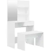 vidaXL Ensemble de coiffeuse blanc brillant 74,5x40x141 cm