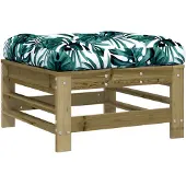 vidaXL Tabouret de jardin avec coussin Bois de pin imprégné